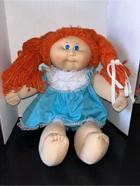 VintageCabbage Patch Kids Coleco girl doll red braided hair blue eyes